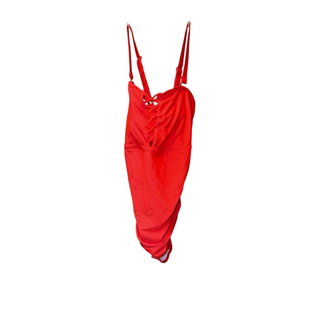 Lands End Plus Size One Piece Swimsuit Red 16W DD Flattering Adjustable Straps